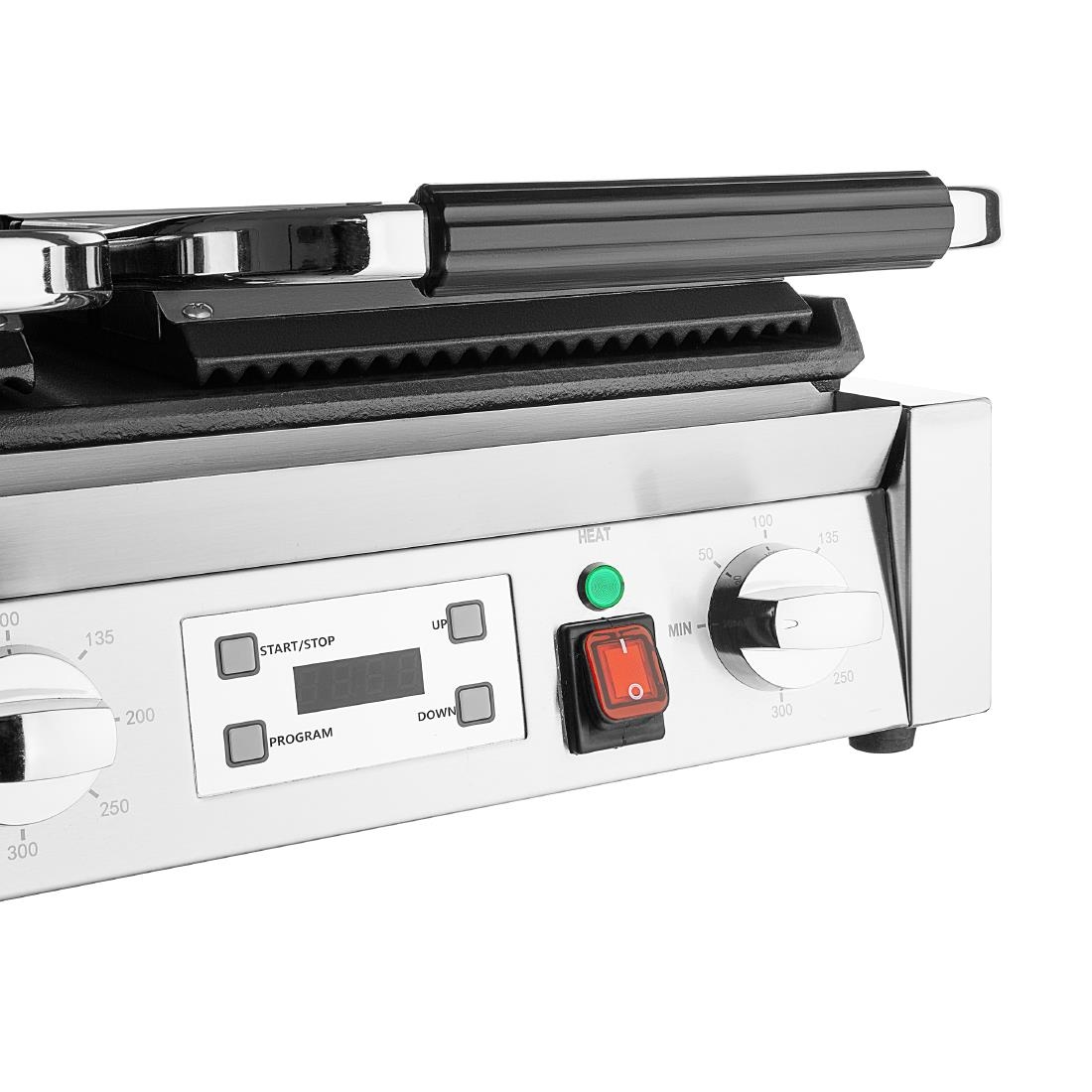 Buffalo Doppel-Kontaktgrill Flache Basis Geriffelte Oberplatte