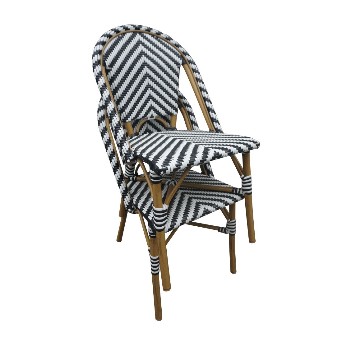 Bolero Parijse stijl rotan bijzetstoel zwart (2 stuks)