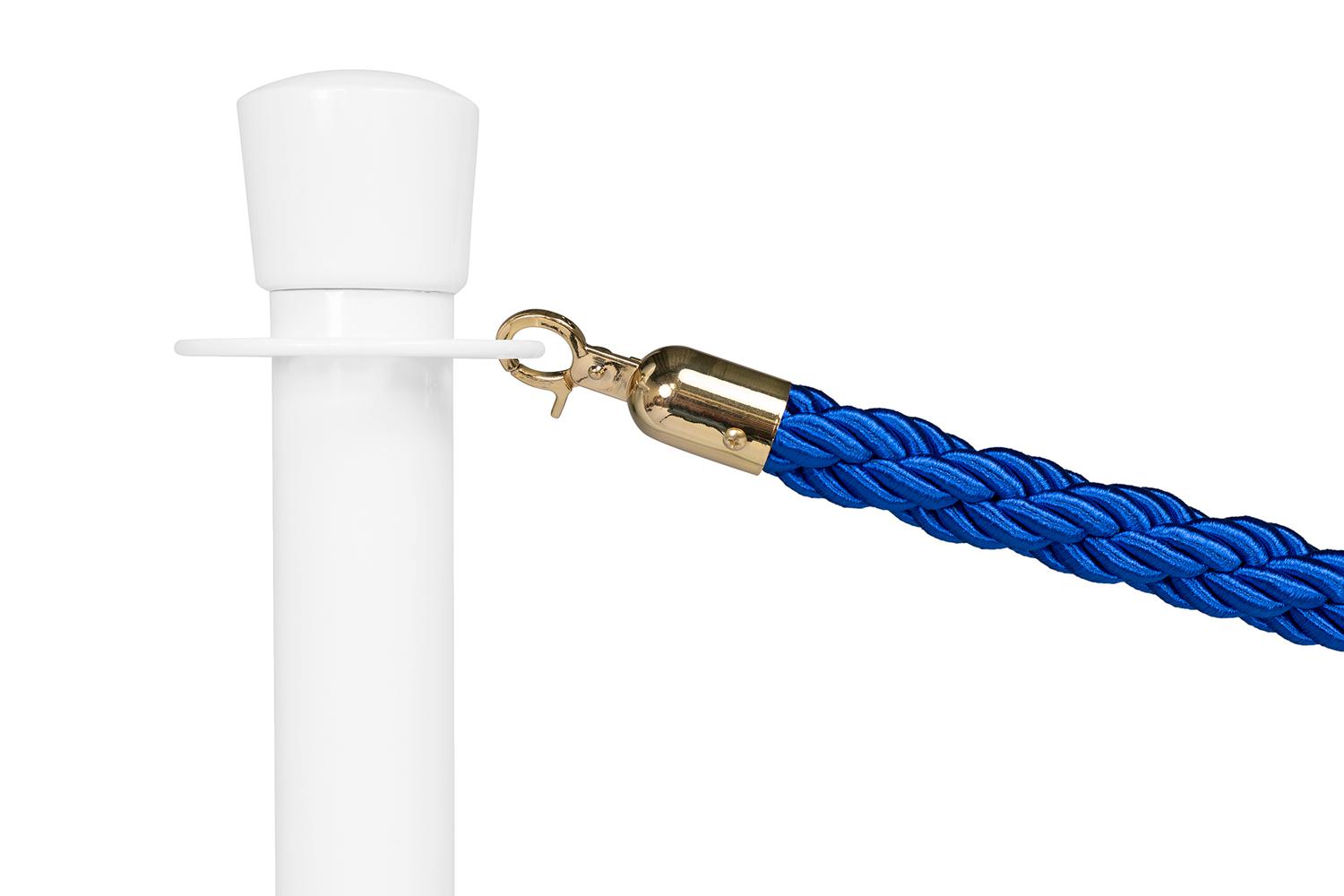 Cordon barrière torsadé bleu - Longueur 150 cm - Laiton