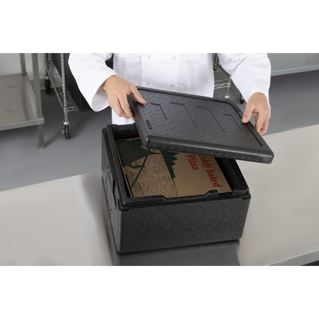 Vogue isolierte EPP Pizza Lagerung & Lebensmittel Transport Box 22Ltr für 4 Pizzen