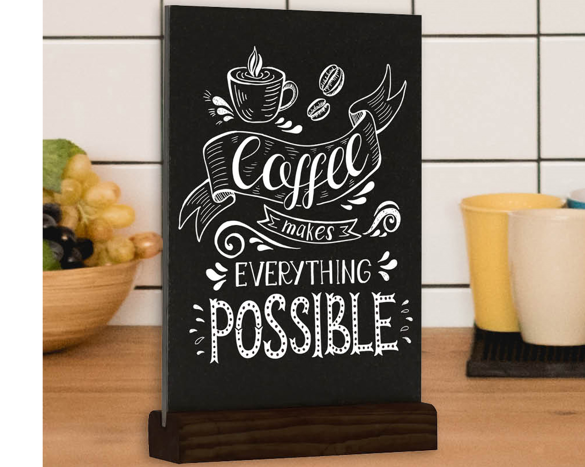 Tableau noir A5 format portrait - socle noir