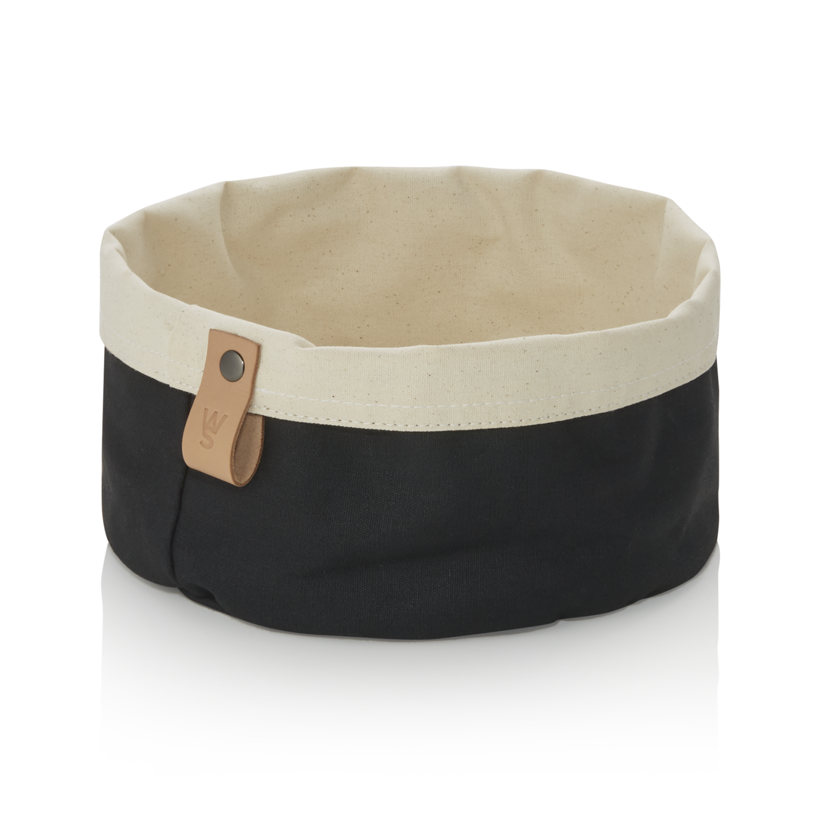 Broodzak FLIP COTTON, Ø 20 cm, hoogte 12 cm, zwart/crème, canvas