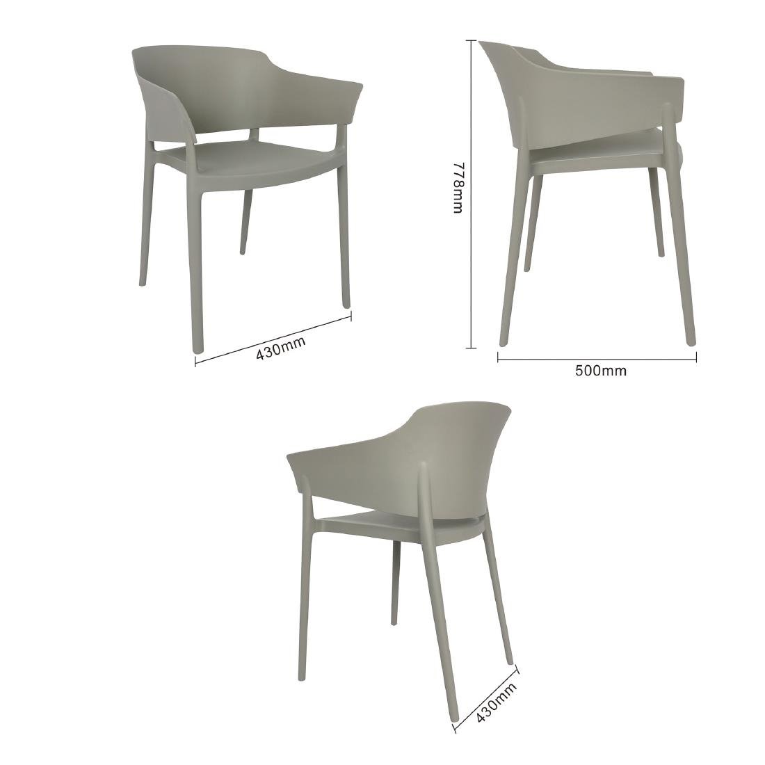 Bolero Lorenzo Cafe Stühle Medium Grau (2er Pack)