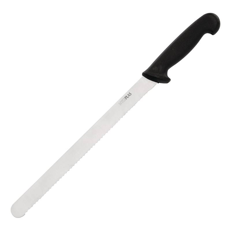 Couteau à Trancher Denté Noir - Hygiplas - 305mm