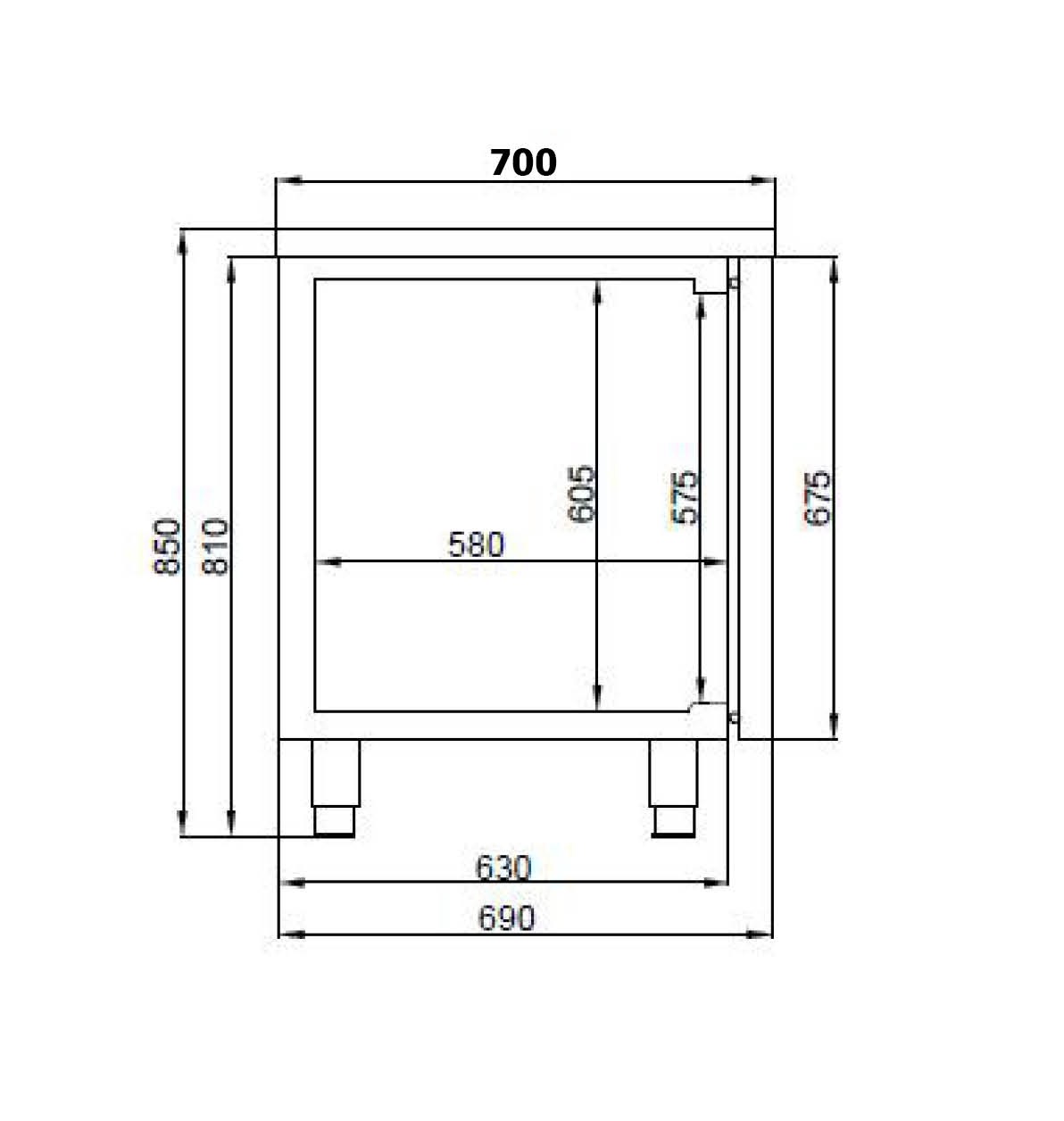 700 Kühltisch 4 Türen Exkl. Motor