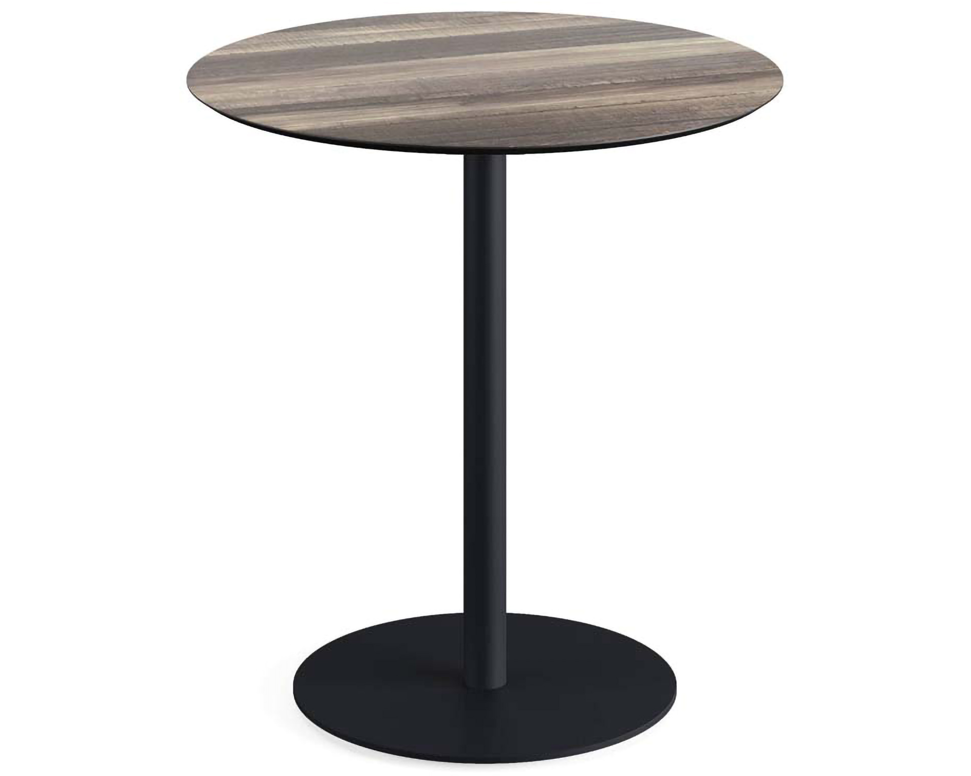 Urban terrastafel zwart frame + Tropical Wood HPL tafelblad Ø70cm