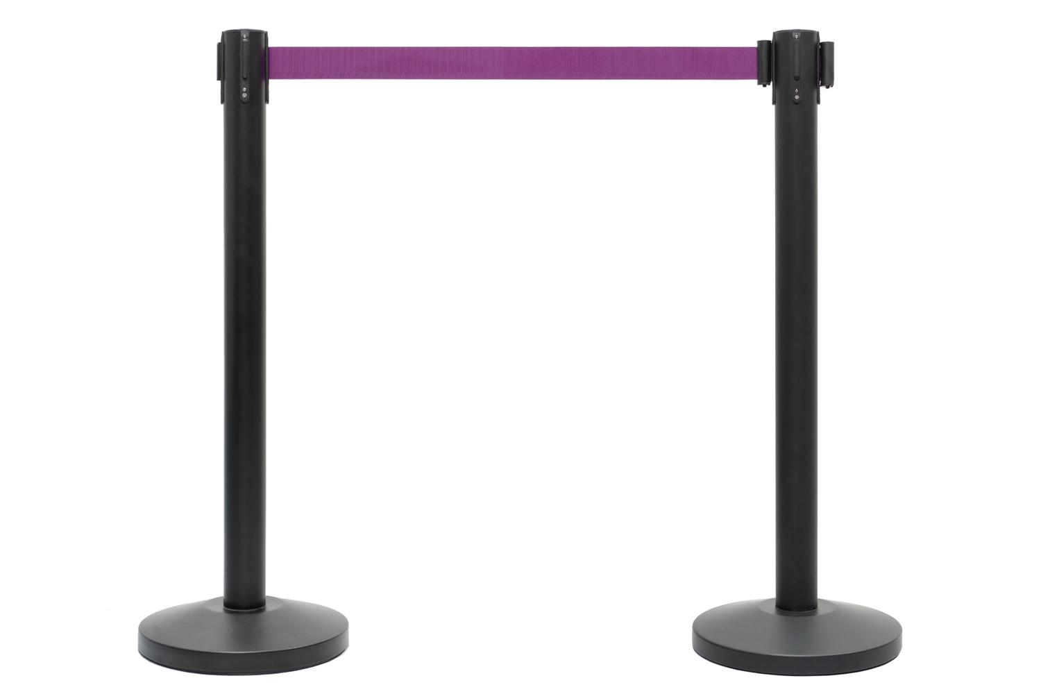 Zwarte Afzetpaal met Trekband Paars