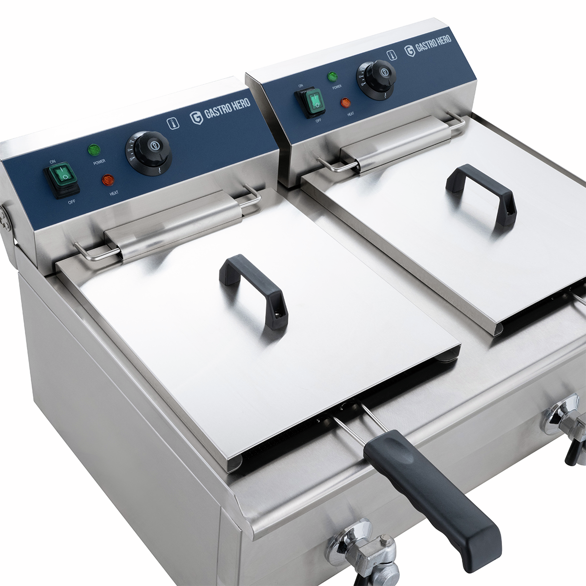 Elektrische dubbele friteuse ECO 13+13 liter met aftapkraan, 2x 5000 W, 400 V