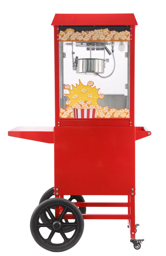 Popcorn-Maschine mit Fahrgestell - Rot - 220-240V/1155W - 940x510x(H)1553mm