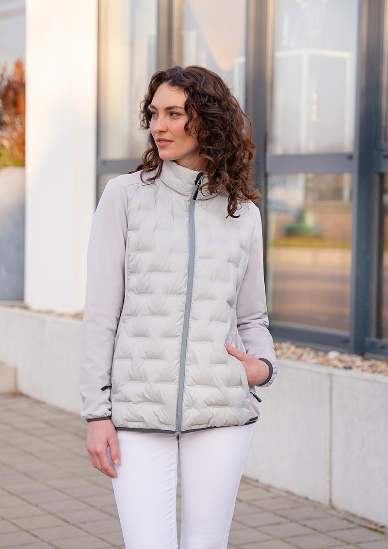 Damen Hybrid-Jacke  Outdoor-Pro, aus nachhaltigem Material - Hellgrau - L