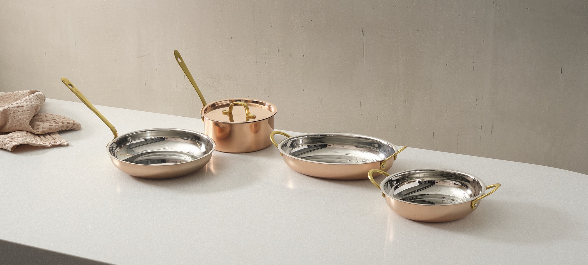 Serveerpan STEEL & STYLE AMBER, Ø 18 cm, 750 ml, koper, messing, chroom-nikkelstaal