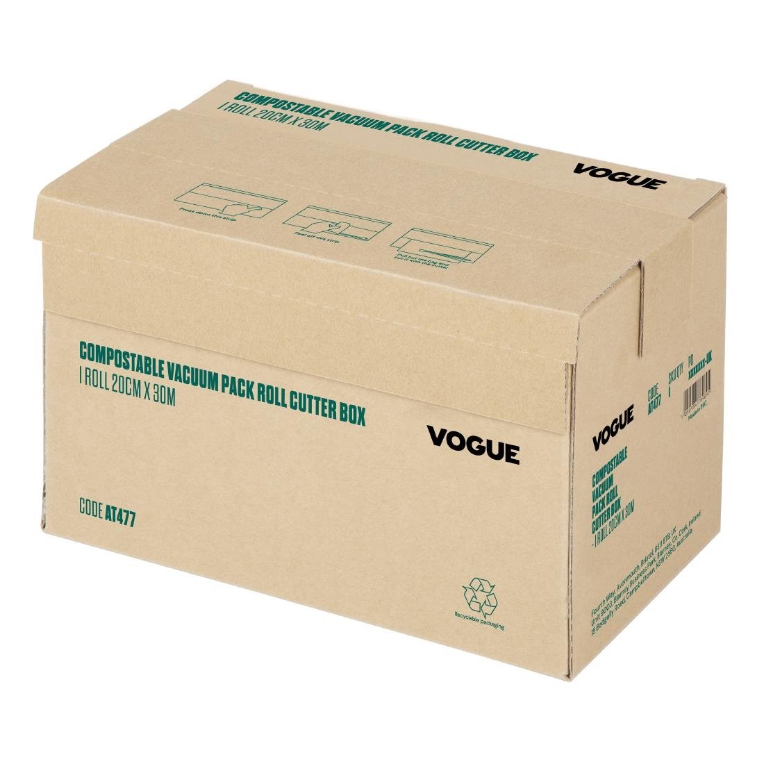 Vogue Kompostierbare Vakuumverpackungsrollen Schneiderbox 20cm x 30m