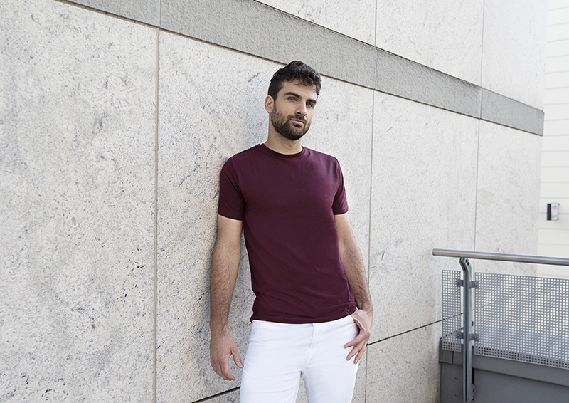T-shirt de travail pour homme Casual-Flair, en matériau durable - Aubergine - L