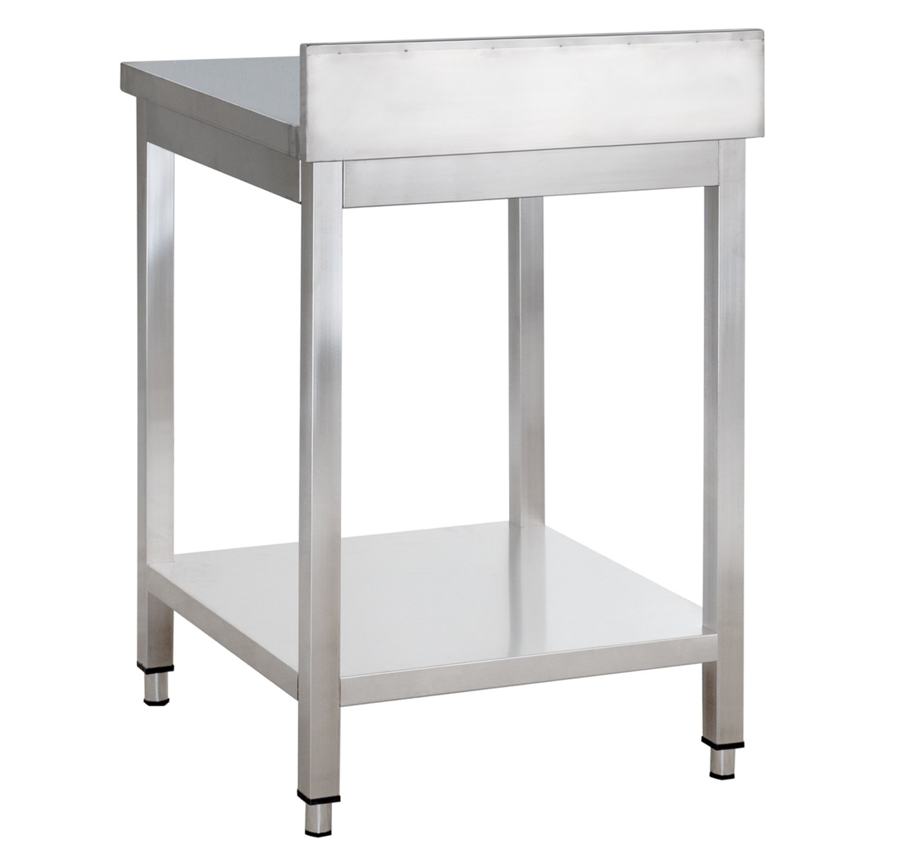 Table de travail en inox Basique 6x6 avec étagère inférieure et dosseret
