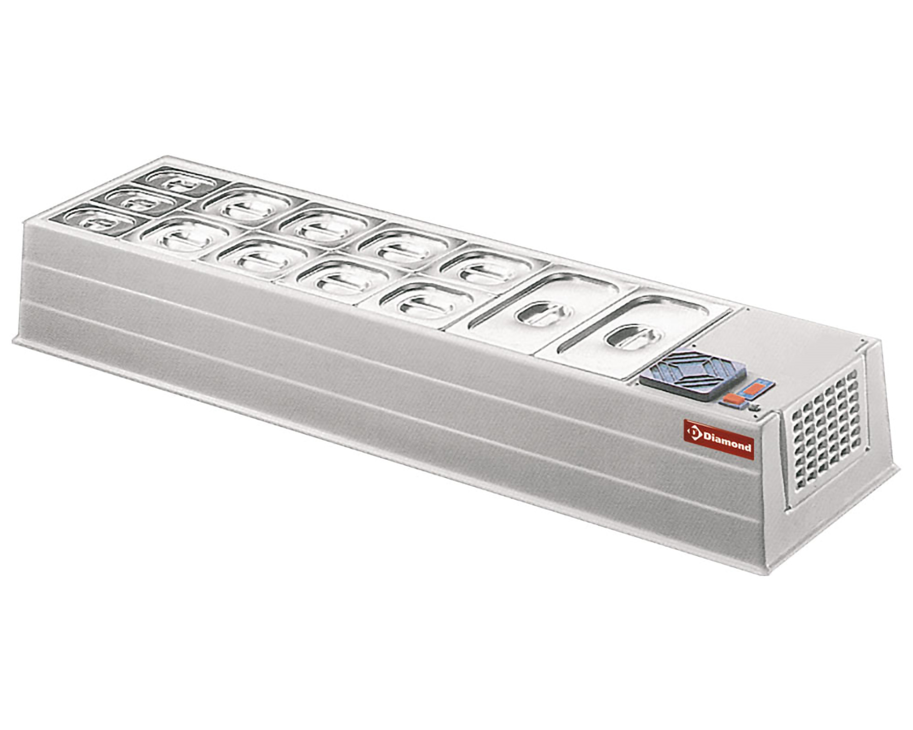 Gekoelde opzetstruktuur gastronorm 7 GN 1/3 h 150 mm - 1550x410x(h)220mm