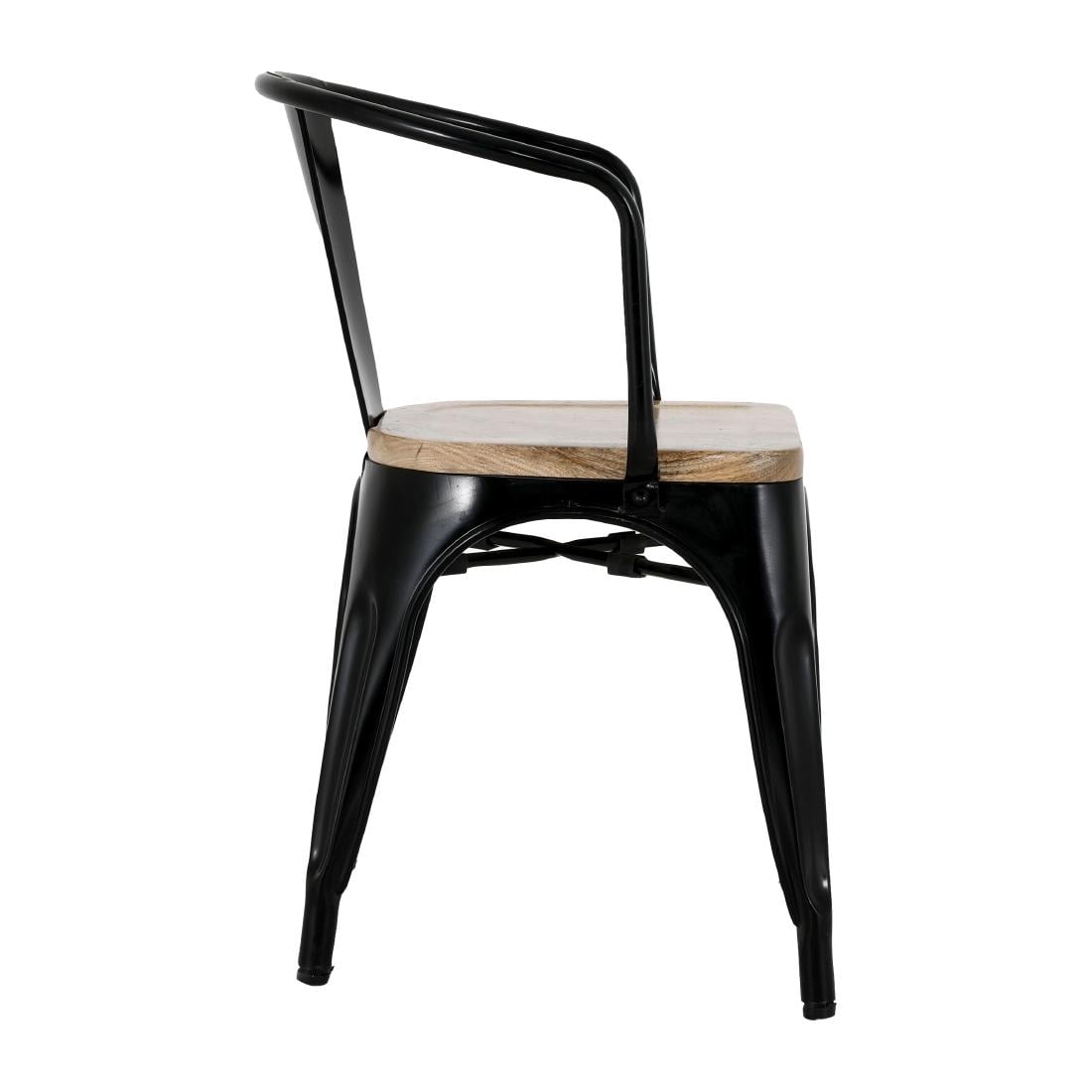 Bolero Bistro Curve Sessel Mit Mangoholz-Sitzauflage Schwarz (4 Stück)