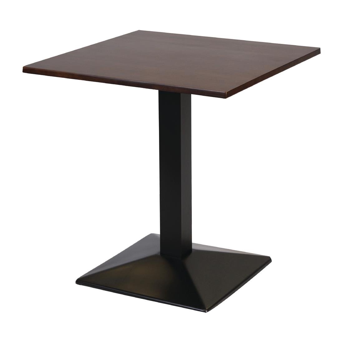 Turijn vierkante tafel met metalen onderstel en donkerhouten blad 700x700mm