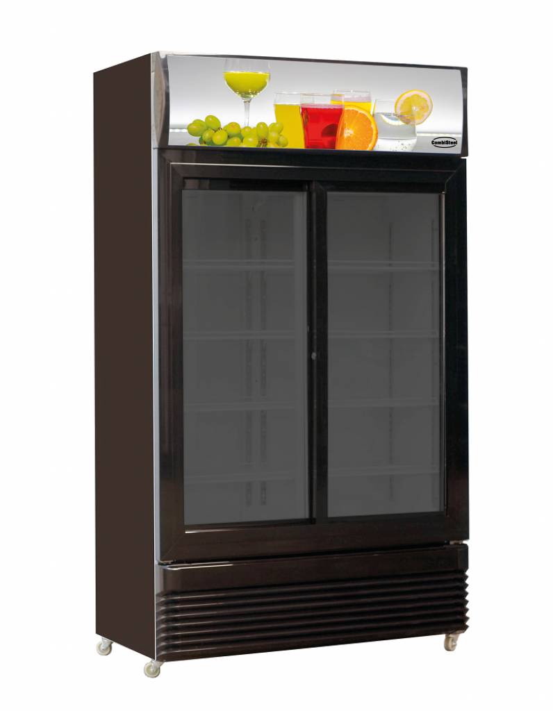 Display Kühlschrank schwarz | 2 Schiebetüren | 780 Liter | 1120x595x(h)2100mm | LED 