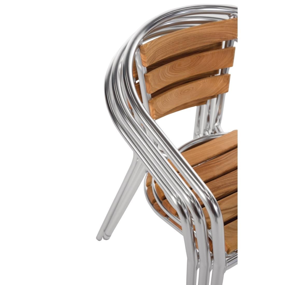 Stapelbare Stoel van Aluminium + Zitting van Essenhout - Prijs per 4 stuks