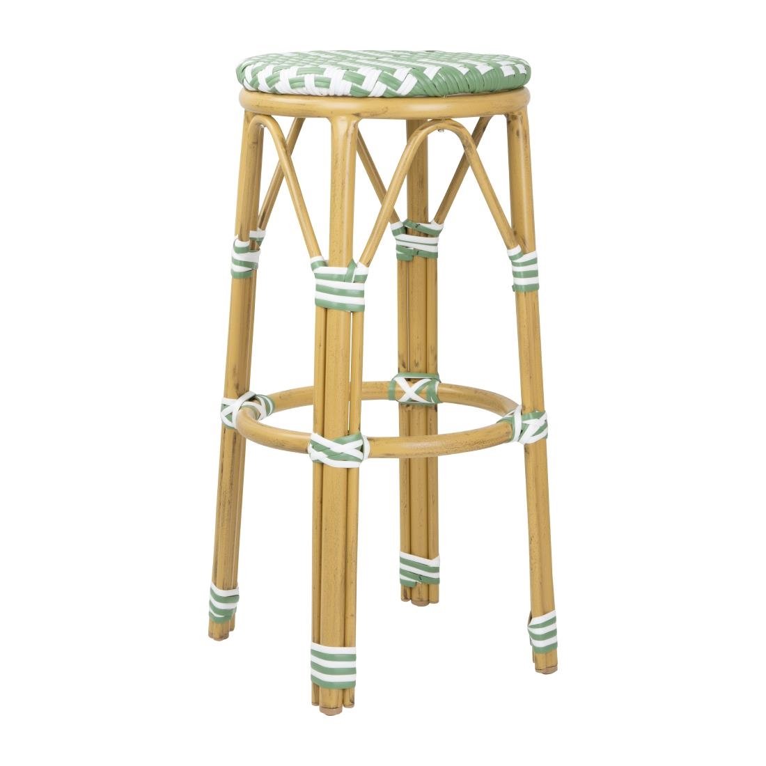 Bolero Parijse Stijl PE Rattan Barkrukken Licht Groen (2 Stuks)