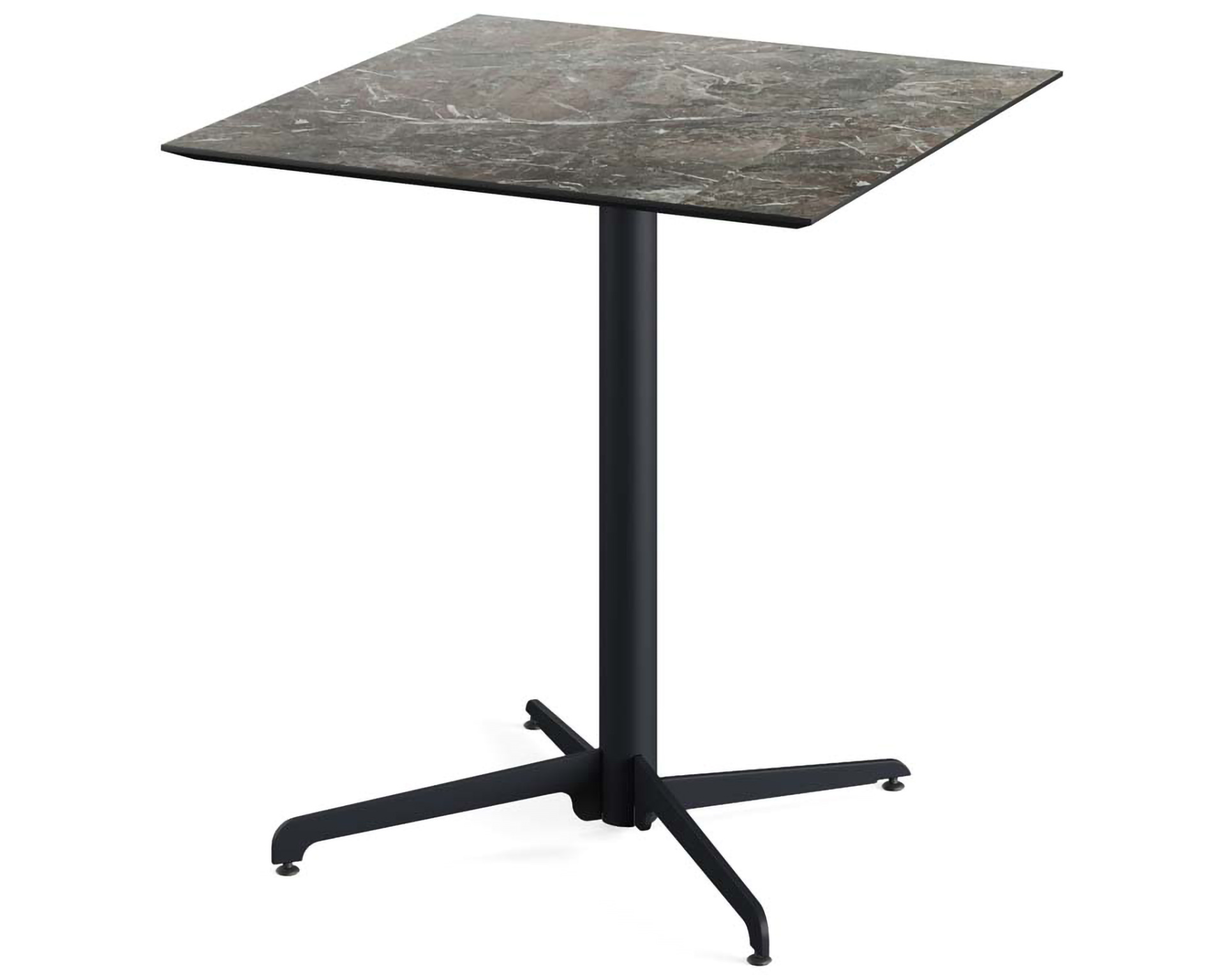 Table de terrasse X Cross cadre noir + plateau Galaxy Marble HPL 70x70cm