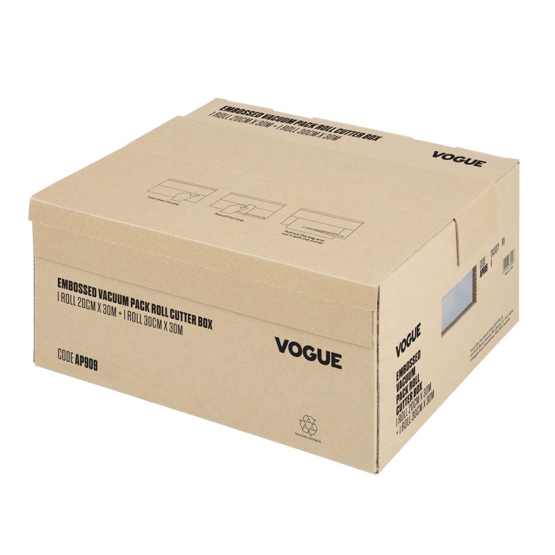 Rouleau d'emballage sous vide Vogue avec boîte de découpe (gaufré) 200 mm et 300 mm, lot de 2