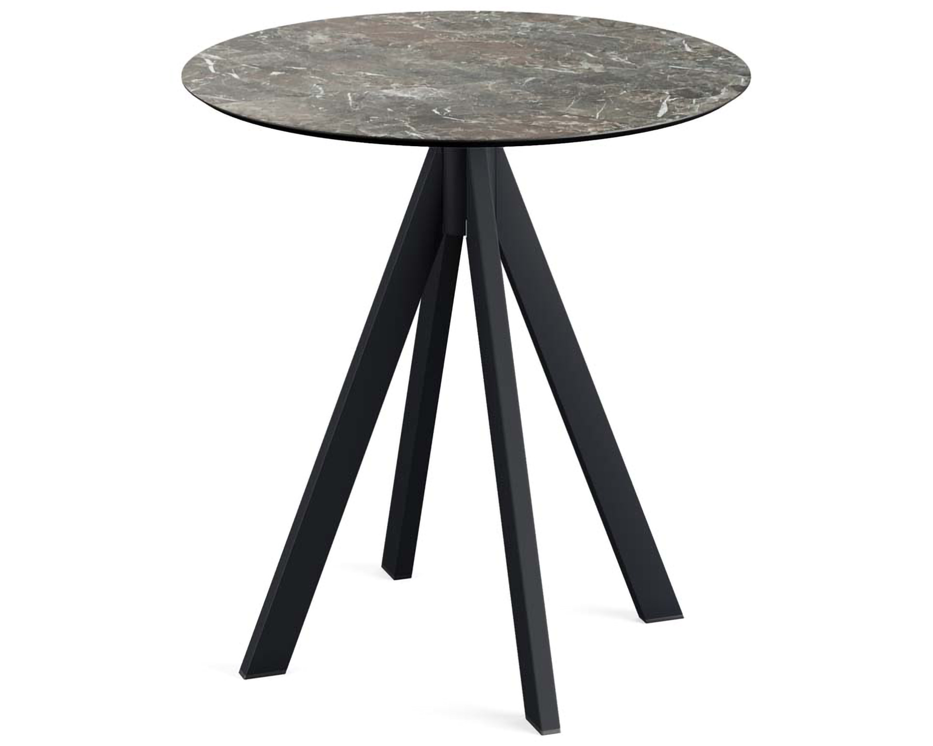 Infinity terrastafel zwart frame + Galaxy Marble HPL tafelblad tafelblad Ø70cm