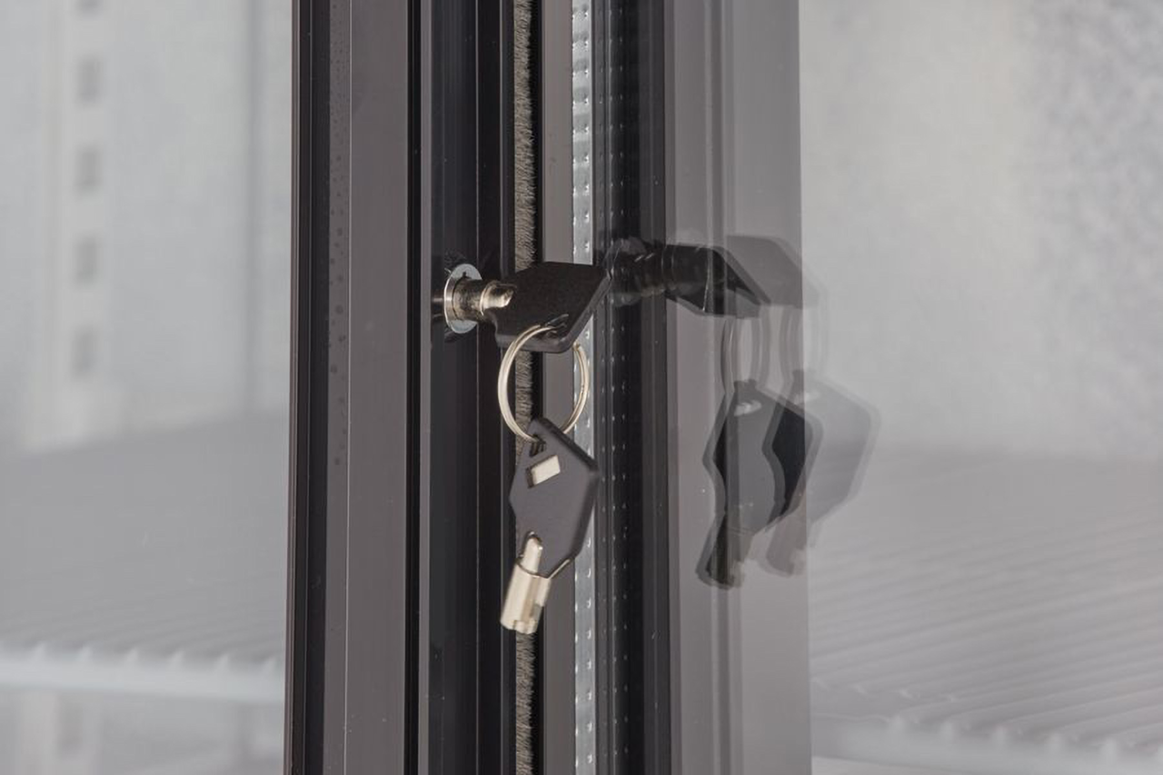 Armoire à boissons ECO 230 noire avec portes coulissantes, éclairage LED, encastrable sous plan de travail