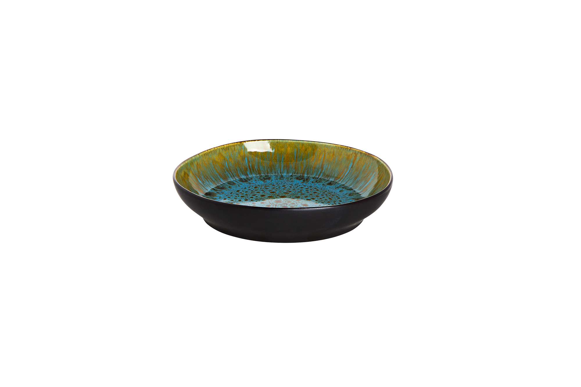 Bord diep Lotus 21 cm Turquoise Zwart Stoneware