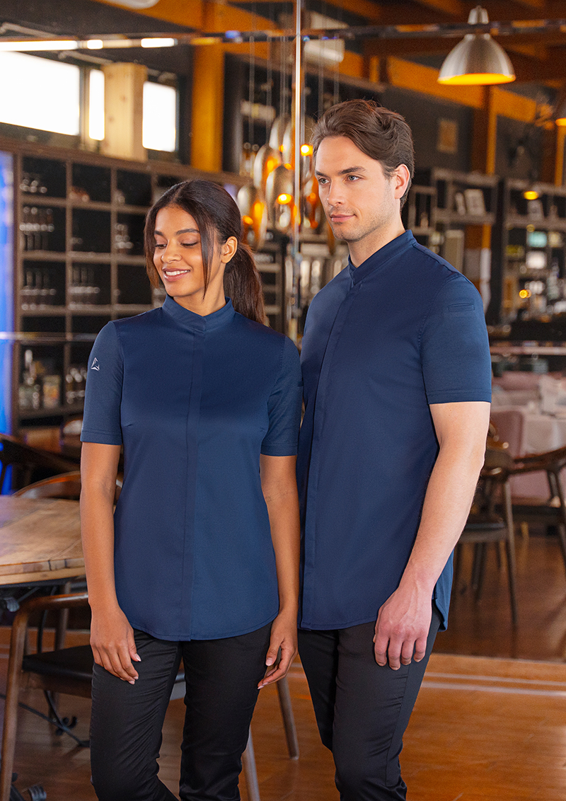 Veste de cuisine à manches courtes pour hommes DIAMOND CUT Avantgarde - Bleu Acier - 60