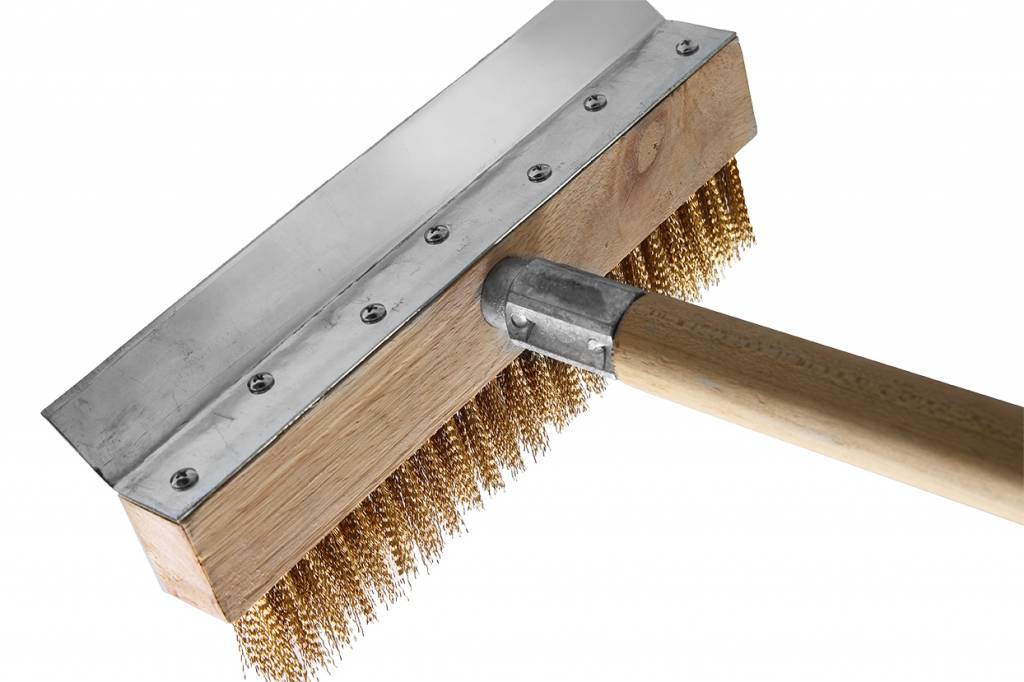 Reinigings borstel 250x1030 mm - messing houten houder + steel