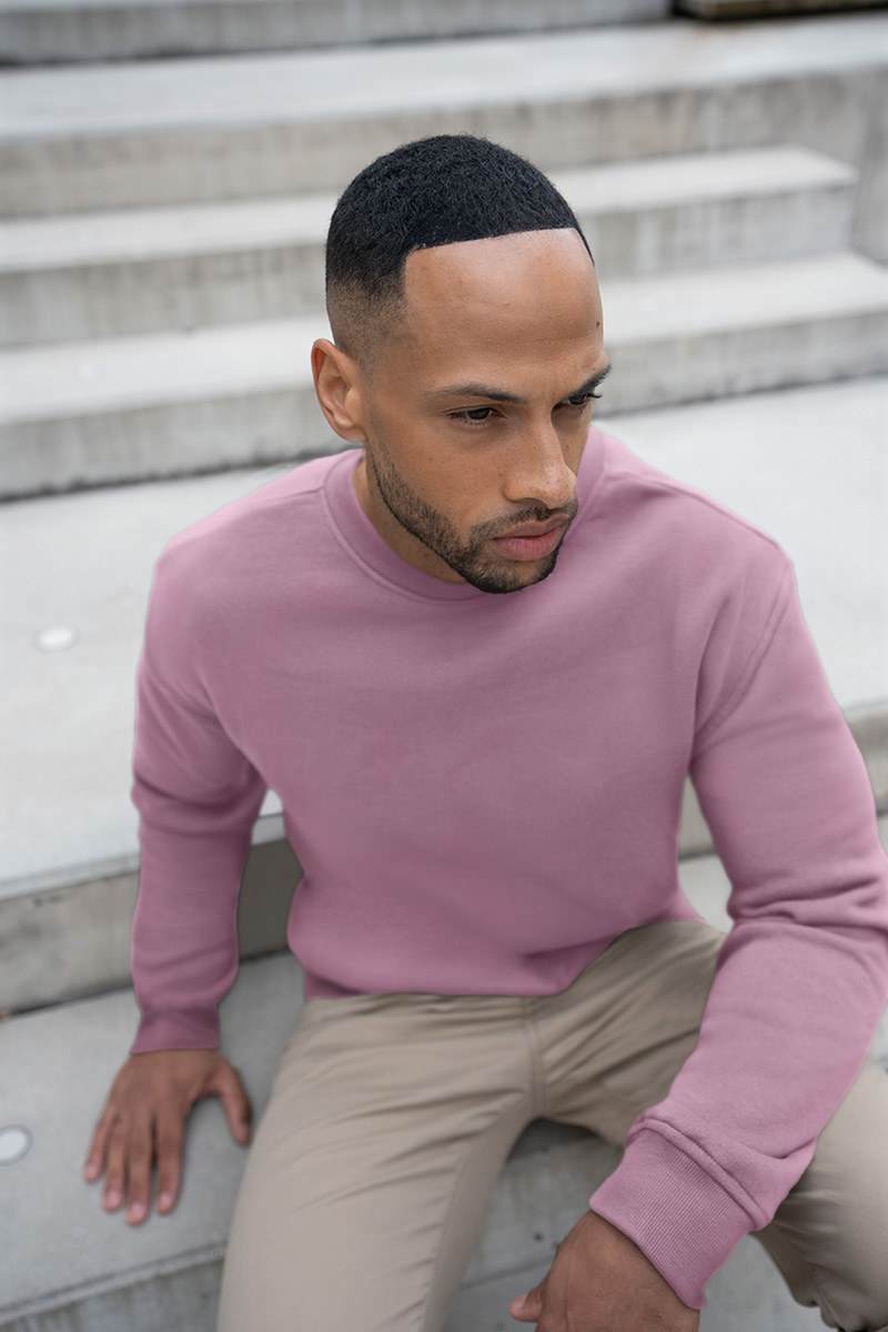 Herren Workwear Sweatshirt Soft-Face, aus nachhaltigem Material - Dunkelrosa - L