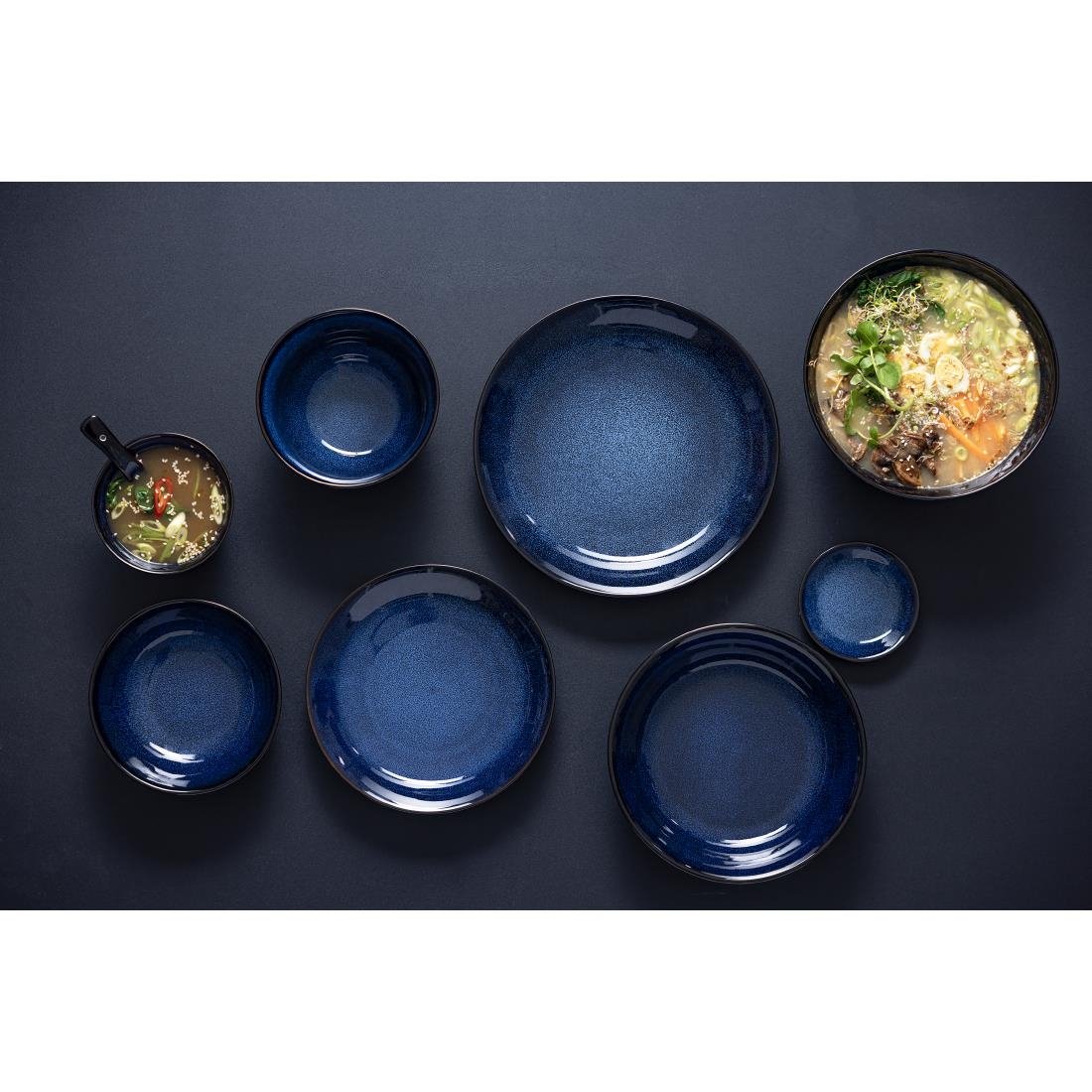 Olympia Luna Mitternachtsblaue Schalen mit Fuß 115mm (8er-Pack)