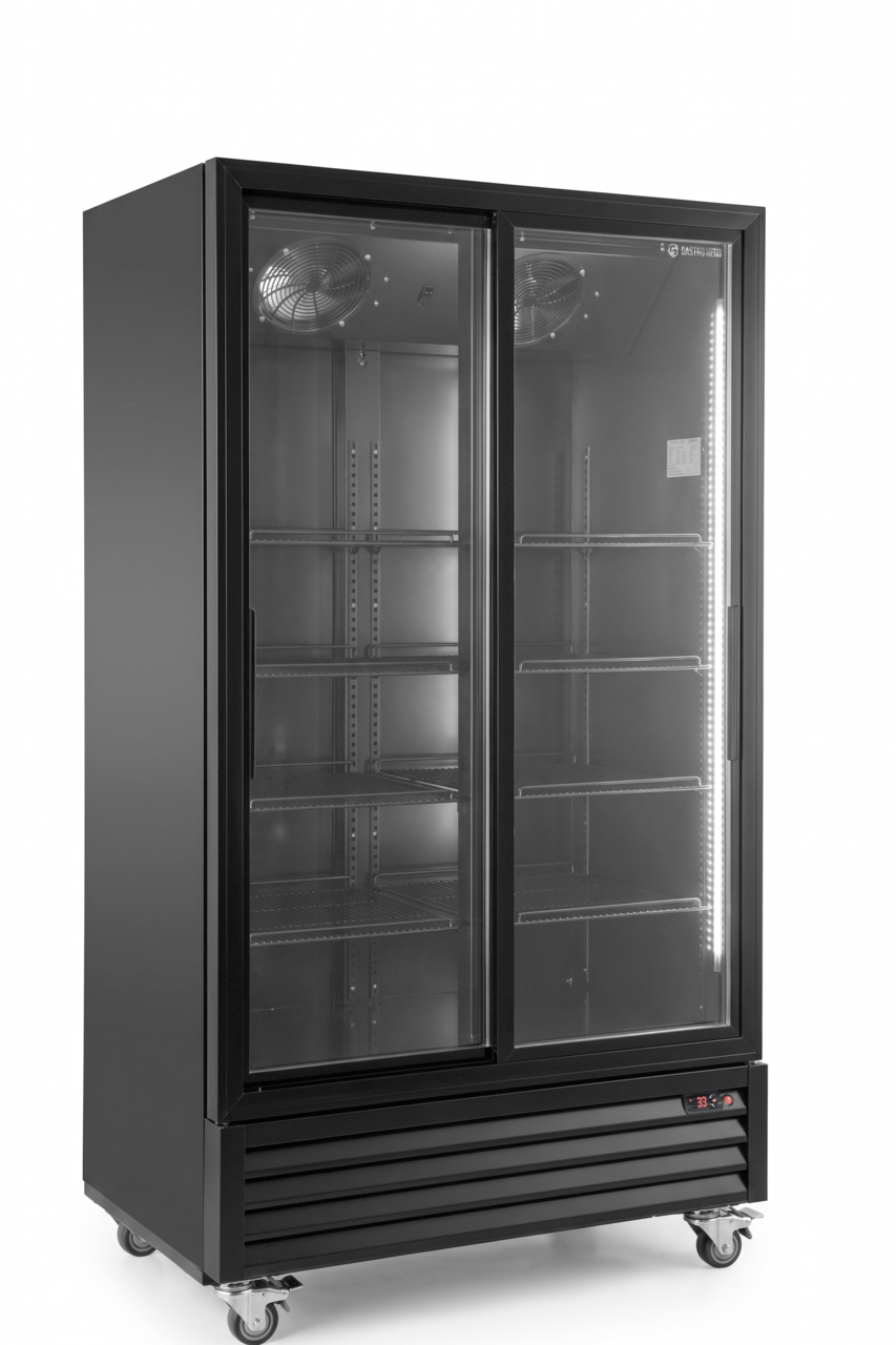 Drankenkoelkast ECO 1000 met schuifdeuren | 984 Liter | 0 tot +10 °C | Zwart | Afsluitbaar