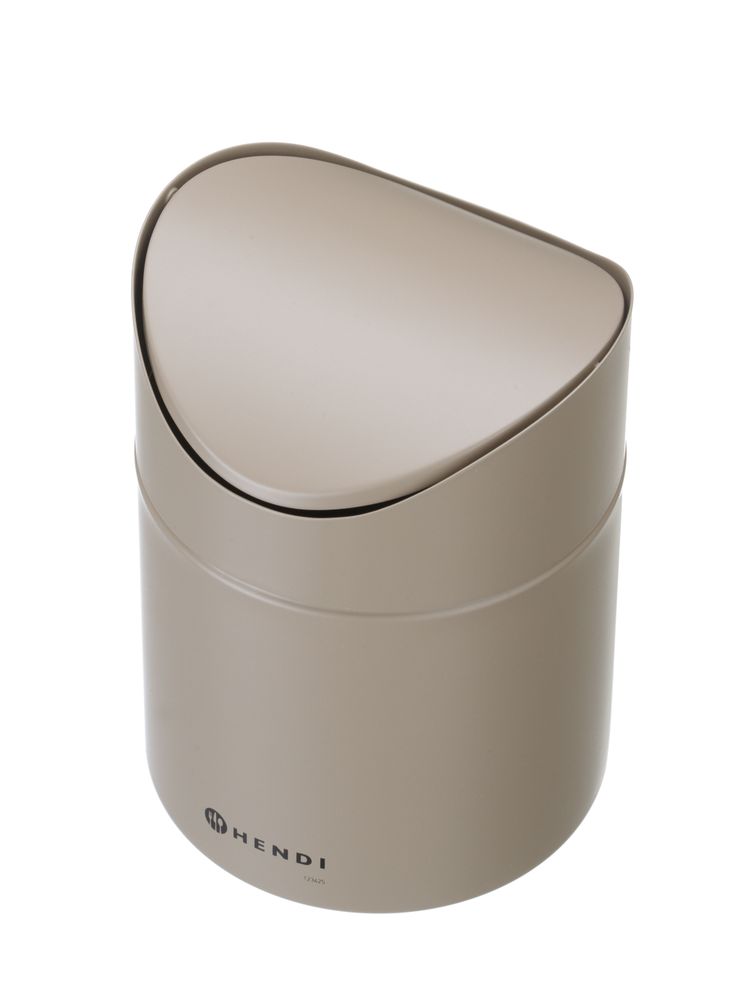 Tischabfalleimer mit Schwingdeckel - 1,2L - Beige - Ø120x(H)165mm