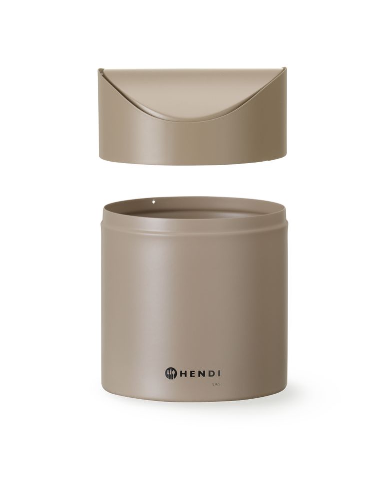 Tischabfalleimer mit Schwingdeckel - 1,2L - Beige - Ø120x(H)165mm