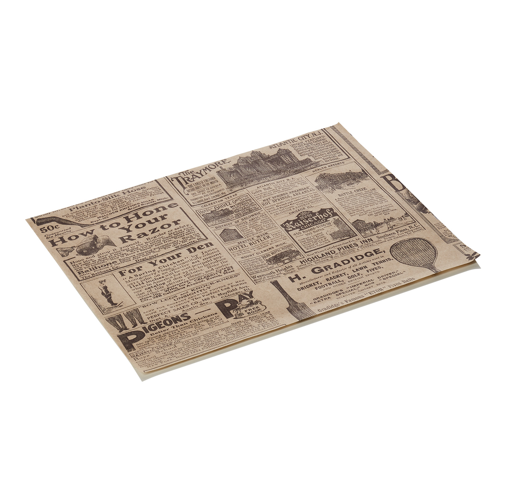 Papier à burger Times Brown Set WRAP & GO, 25 x 20 cm, Set de 1000 pièces, Papier anti-graisse