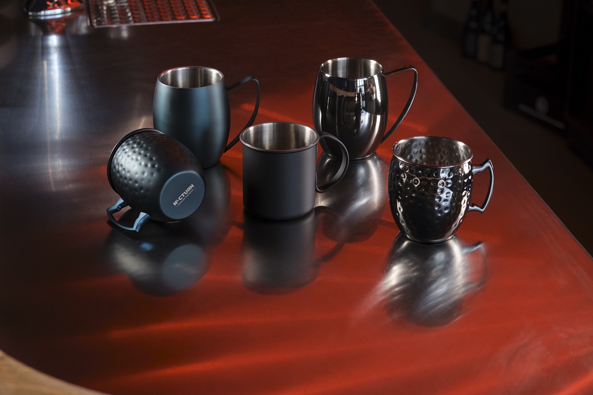 Moscow Mule NOCTURN, 0,38 l, Ø 10 cm, hauteur 11,5 cm, gris métallisé, à double paroi, acier inoxydable 18/8