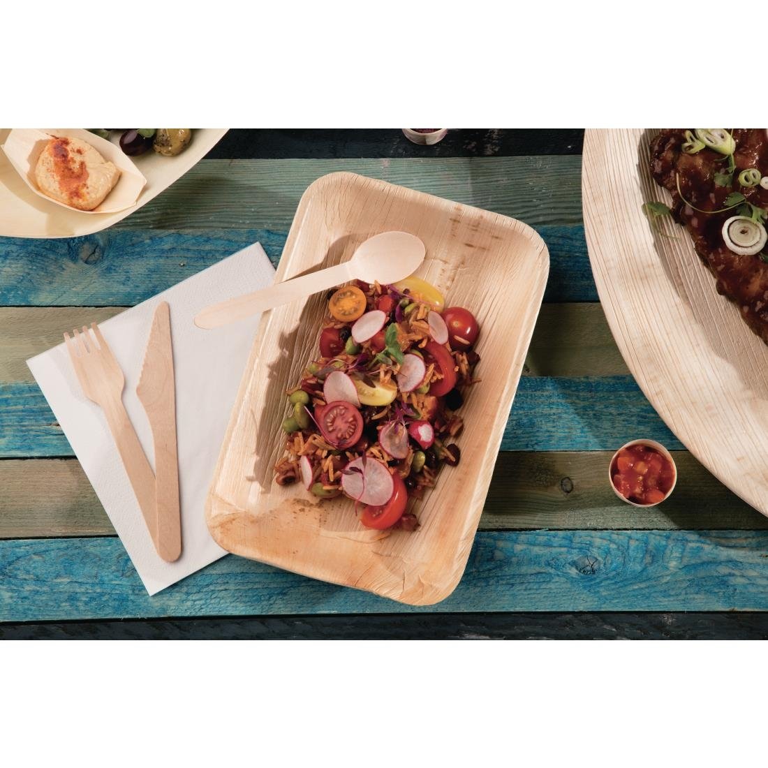 Assiettes creuses rectangulaires en feuilles de palmier Fiesta Compostable 250mm (lot de 100)