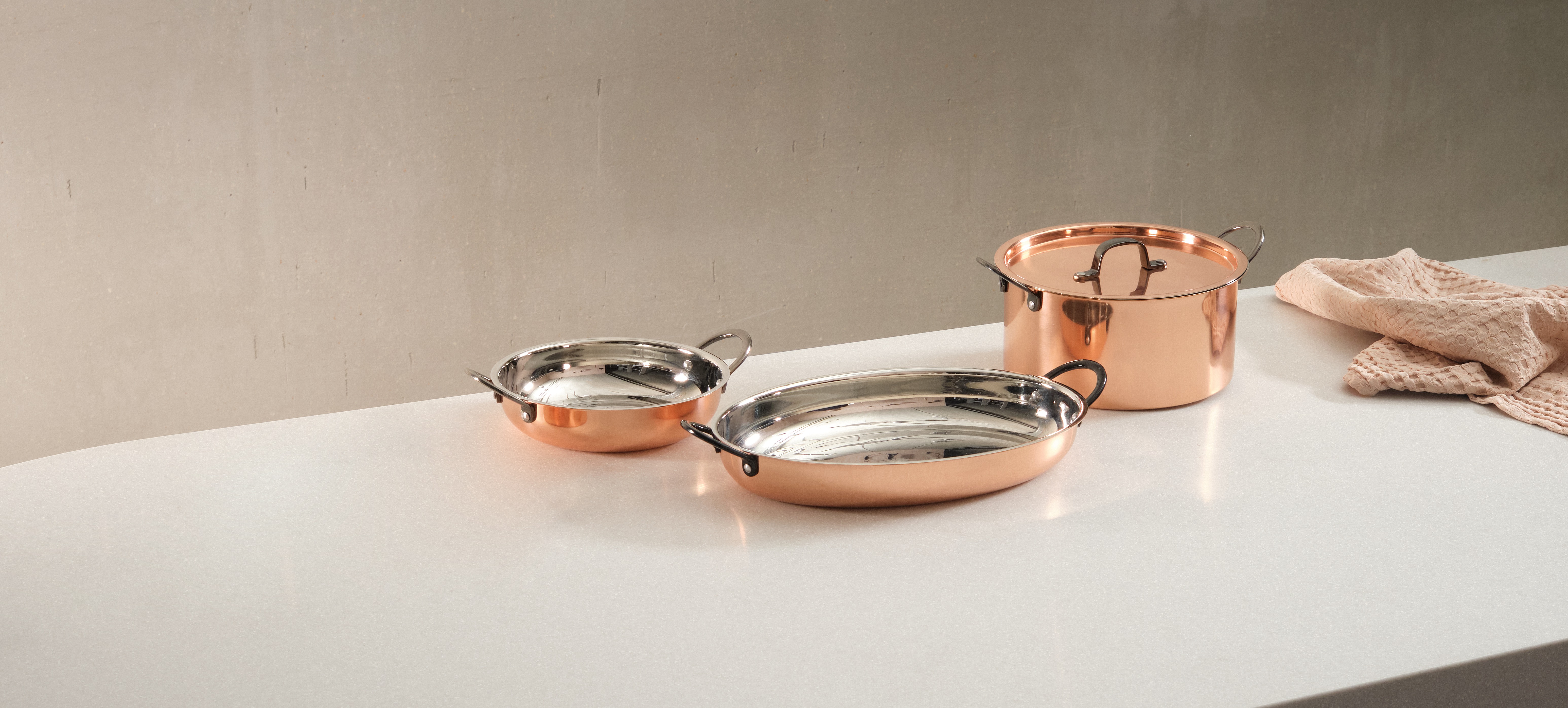 Serveerpan STEEL & STYLE RUBY, 30 x 22 x 4,5 cm, 1,5 ltr., koper, messing, chroom-nikkelstaal