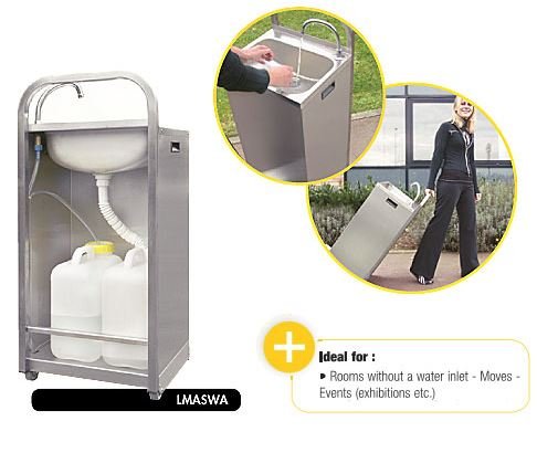 Mobiles Handwaschbecken Edelstahl | mit Fußbedienung| Inkl. 2x 13 Liter Kanister