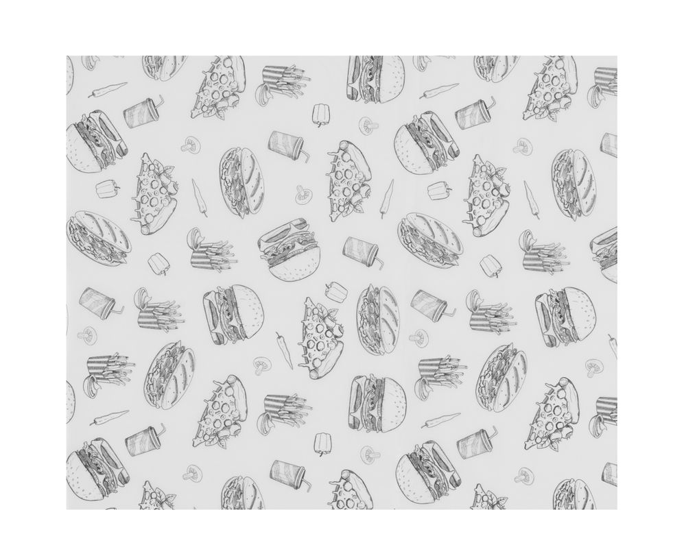 Papier ingraissable - Motif illustration fast-food - 500 u. - 200x250mm