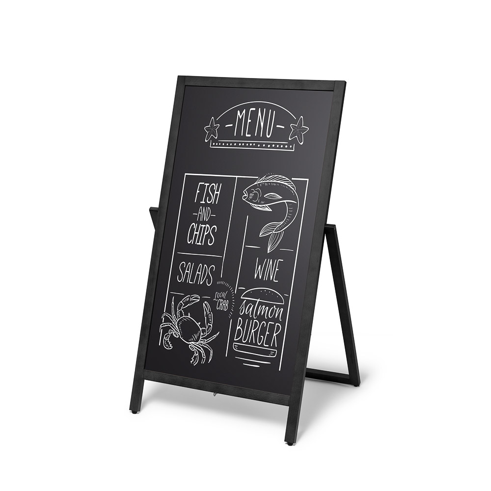 Houten A-bord Flip 68 x 140 cm Zwart