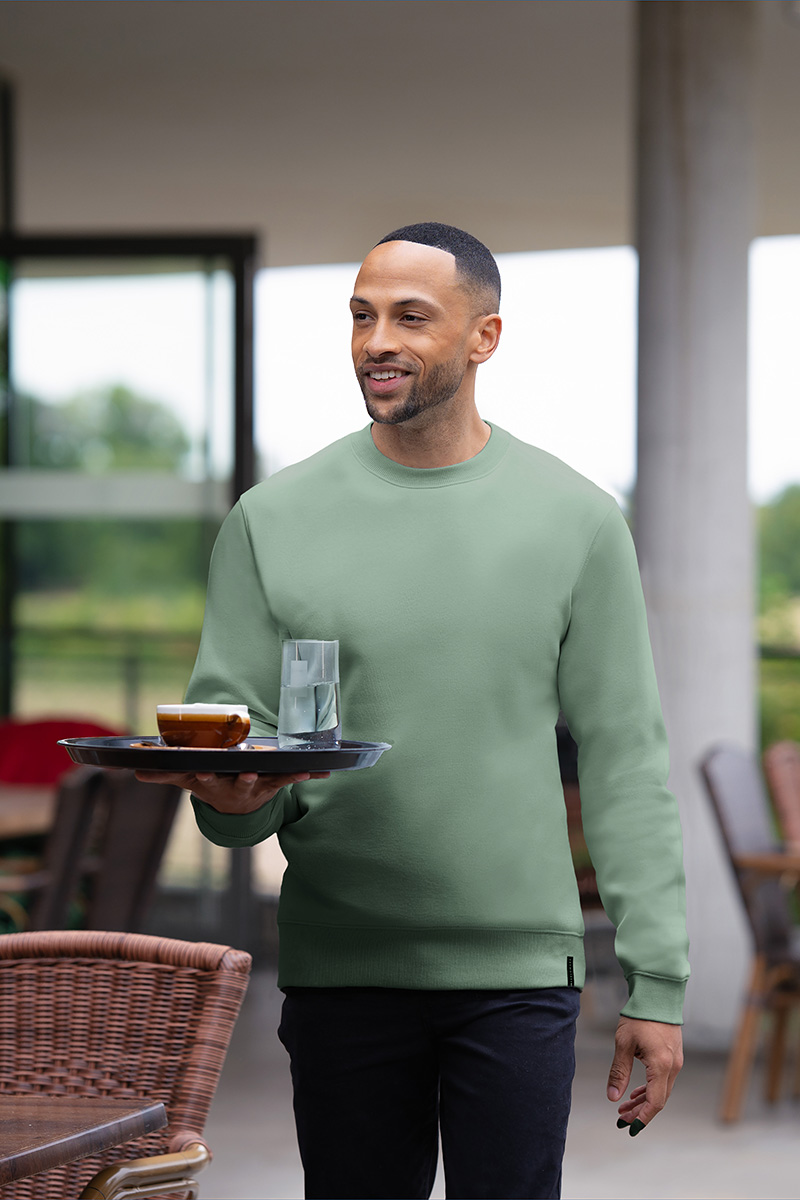 Herren Workwear Sweatshirt Soft-Face, aus nachhaltigem Material - Pistaziengrün - L