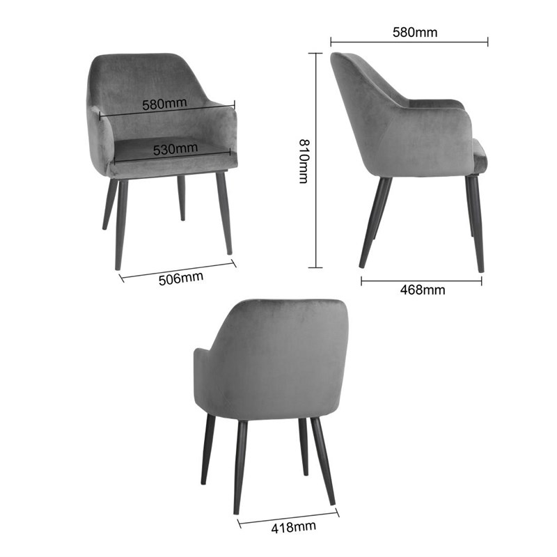 Bolero Lia Chaise en Velours Gris - Ensemble 2 Pièces