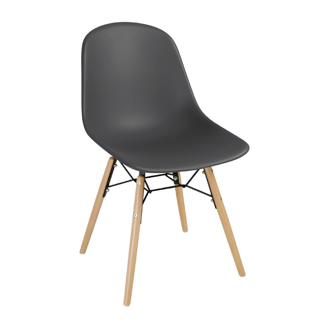 Stühle aus Polypropylen mit Holzbeinen | 2 Stück | 460 x 540 x (H) 830 mm | Verfügbar in 4 Farben