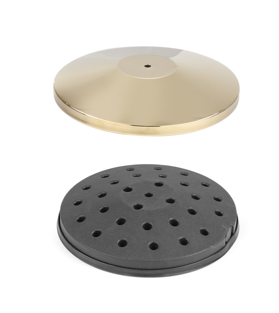 Absperrpfosten - goldfarben - Bodenplatte - Ø360x(H)65mm