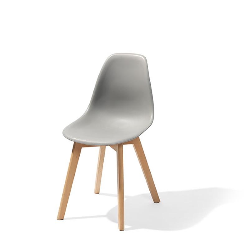 Keeve chaise empilable sans accoudoirs, Gris, structure en bois de bouleau et assise en plastique, 47x53x83cm (BxTxH), 505F01SG