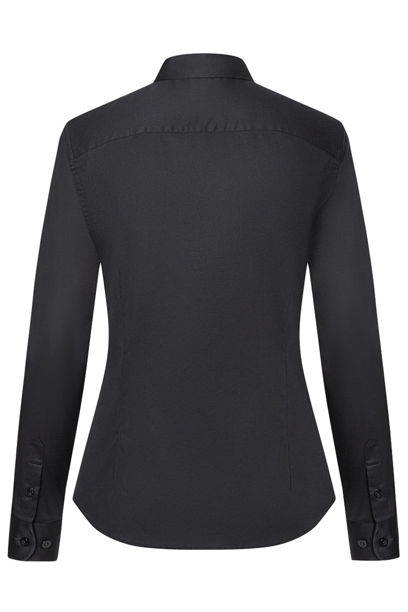 Langarm Damenbluse Active-Stretch in Slim-Fit - Schwarz - 2XL