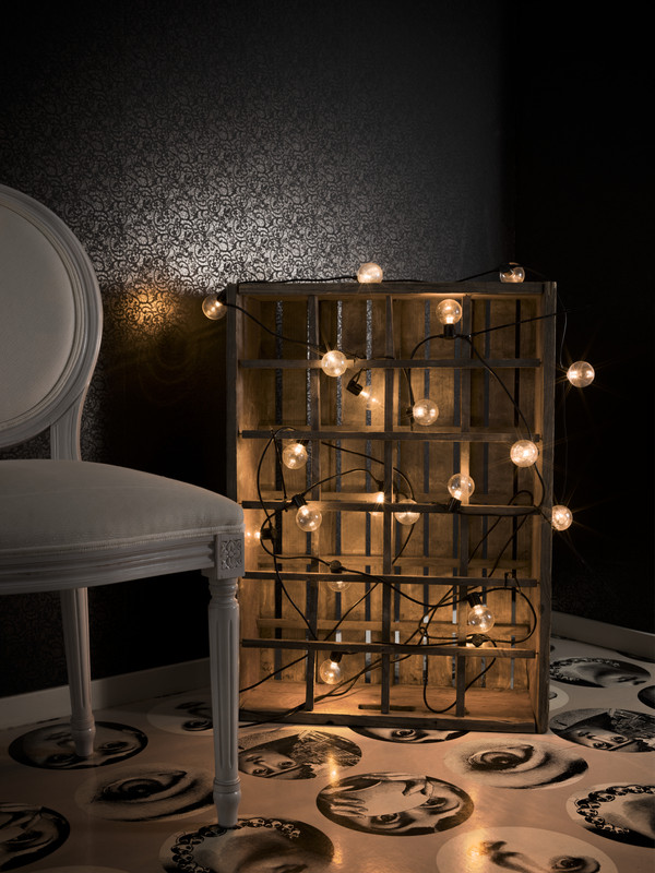 LED Biergartenkette - 20x rund Bernstein Lichtfarbe - Länge 4.75m